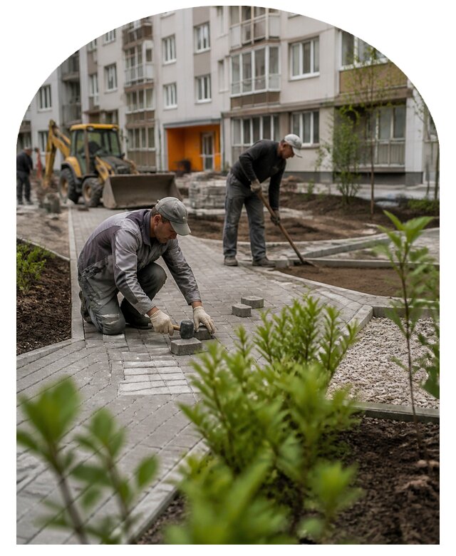 Благоустройство двора многоквартирного дома в Новосибирске