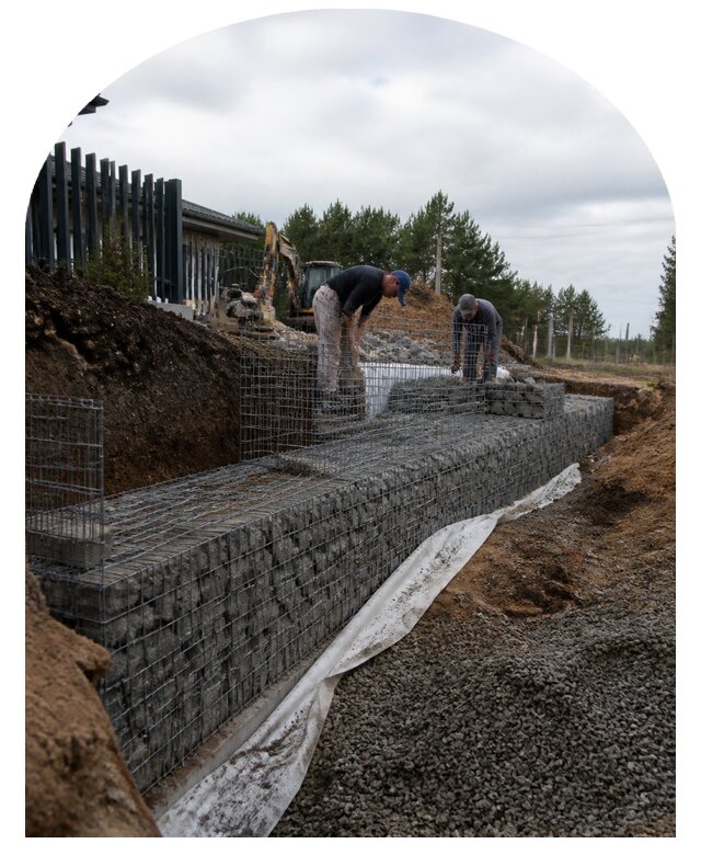 Строительство подпорной стенки из габионов в Новосибирске